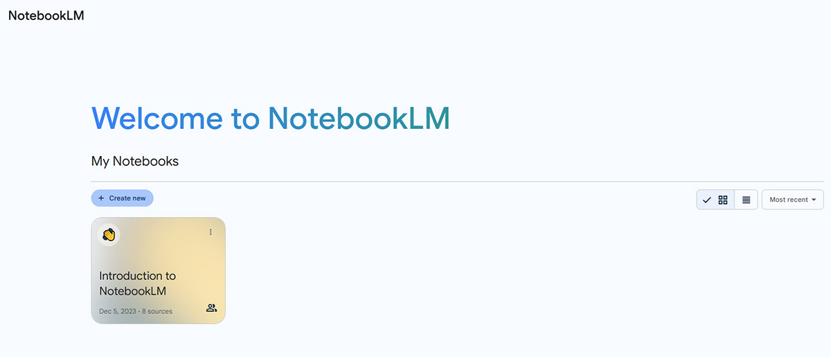 The user-interface of Google's NotebookLM, showing a workspace with sources on the left and a chat panel